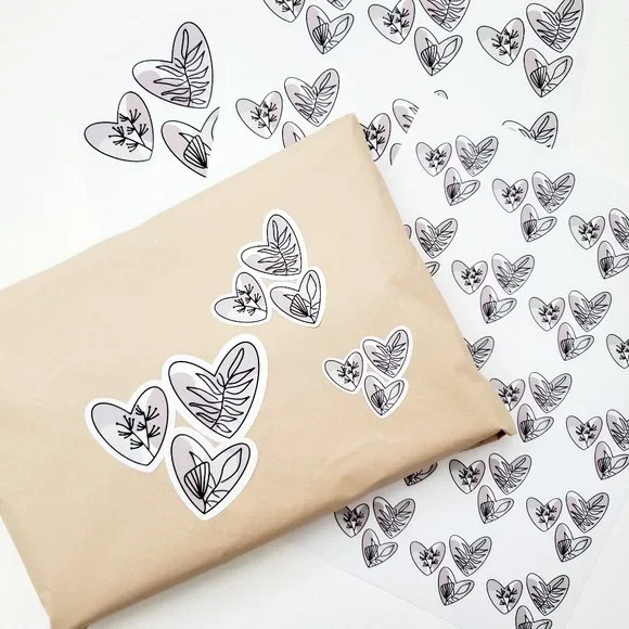 LB068 Neutral Palette Abstract Heart Line Art Plants Sticker Sheets [Price Firm] - Picture 10 of 12